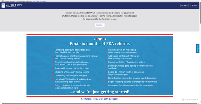 Security scan screenshot of https://fda.gov/