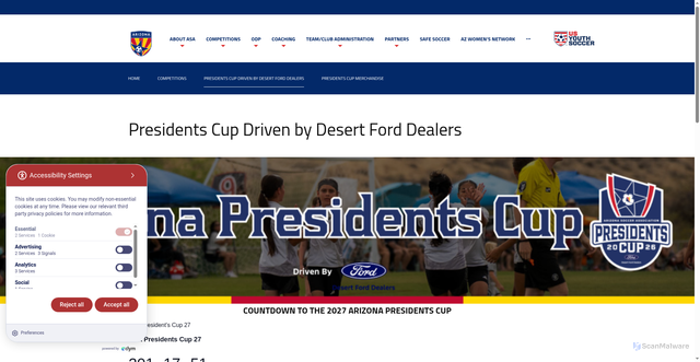 Security scan screenshot of https://www.azsoccerassociation.org/presidents-cup/