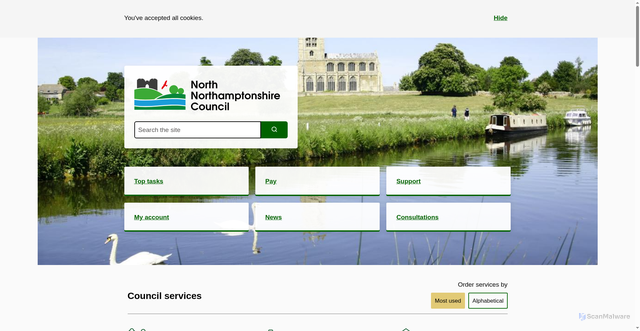 Security scan screenshot of http://www.wellingborough.gov.uk