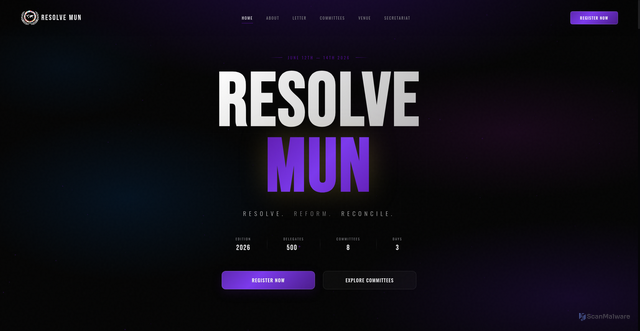 Security scan screenshot of http://resolvemun.in/