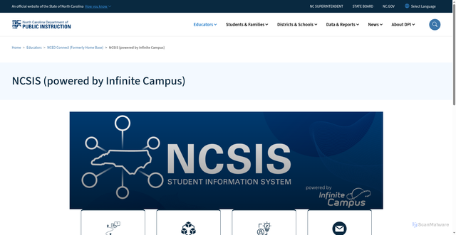 Security scan screenshot of https://www.dpi.nc.gov/educators/nced-connect-formerly-home-base/ncsis-powered-infinite-campus