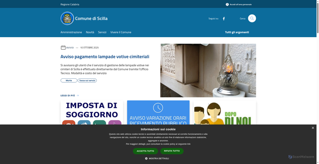 Security scan screenshot of https://www.comune.scilla.rc.it/it