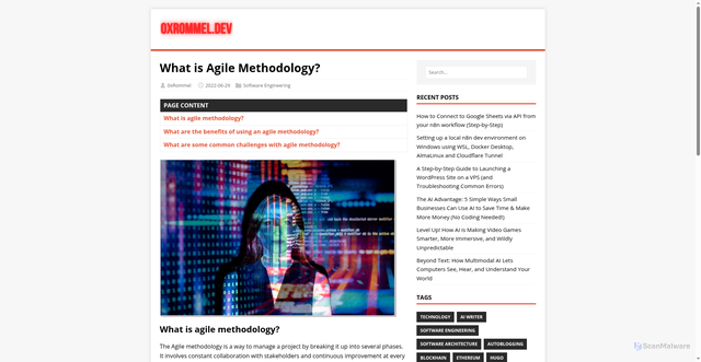 Security scan screenshot of https://0xrommel.pages.dev/posts/what-is-agile-methodology/