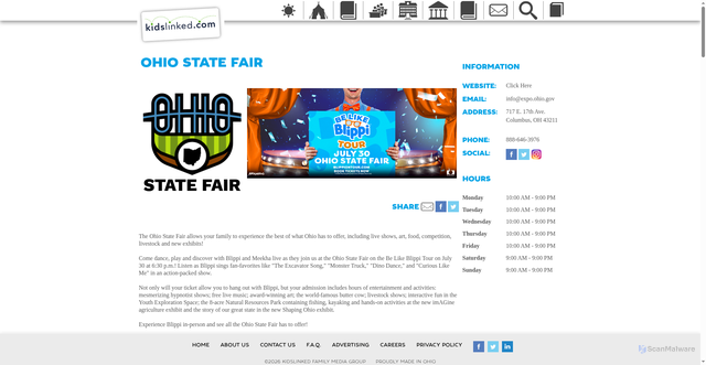 Security scan screenshot of https://www.kidslinked.com/Home/Vendor/3649/ohio-state-fair