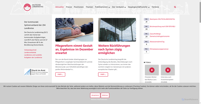 Security scan screenshot of http://www.landkreistag.de/