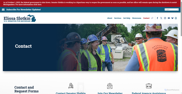 Security scan screenshot of https://www.slotkin.senate.gov/contact/