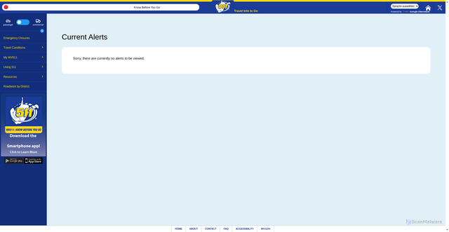 Security scan screenshot of https://wv511.org/current_alerts.aspx