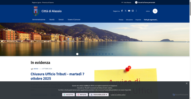 Security scan screenshot of https://www.comune.alassio.sv.it/it-it/home