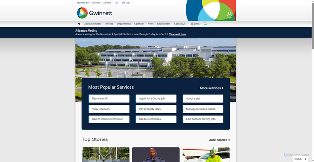 Security scan screenshot of https://www.gwinnettcounty.com/