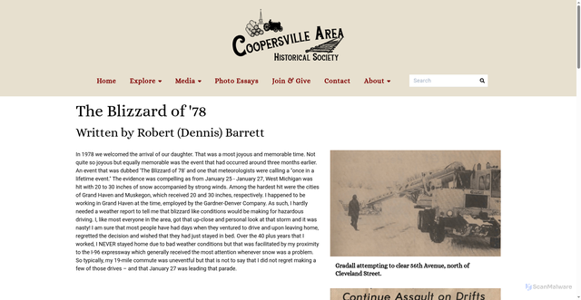 Security scan screenshot of https://coopersvillehistory.org/photo-essay/blizzard-78