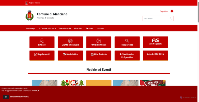 Security scan screenshot of https://www.comune.manciano.gr.it/hh/index.php