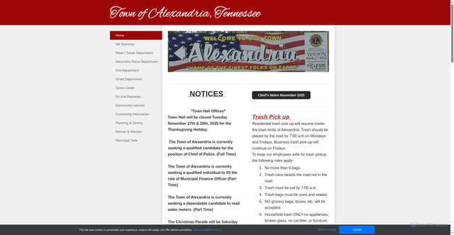 Security scan screenshot of https://alexandriatn.gov/index.html