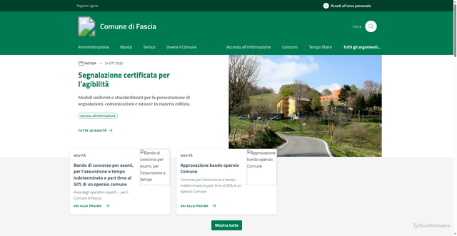 Security scan screenshot of https://www.comune.fascia.ge.it