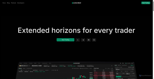 Security scan screenshot of https://extended.exchange