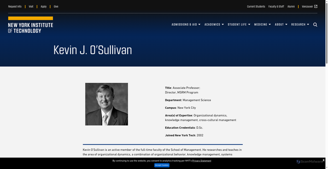 Security scan screenshot of https://site.nyit.edu/bio/kosulliv
