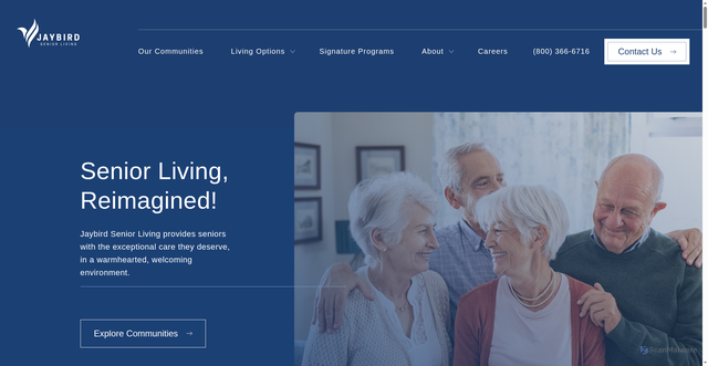 Security scan screenshot of http://jaybirdseniorliving16.biz/