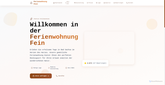 Security scan screenshot of https://ferienwohnung-fein.de/