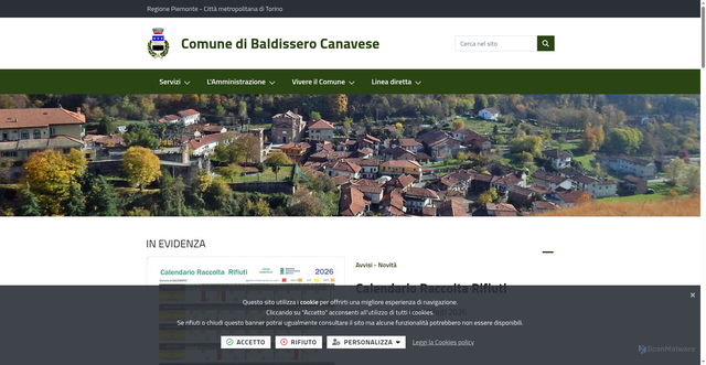 Security scan screenshot of https://www.comune.baldisserocanavese.to.it/it-it/home