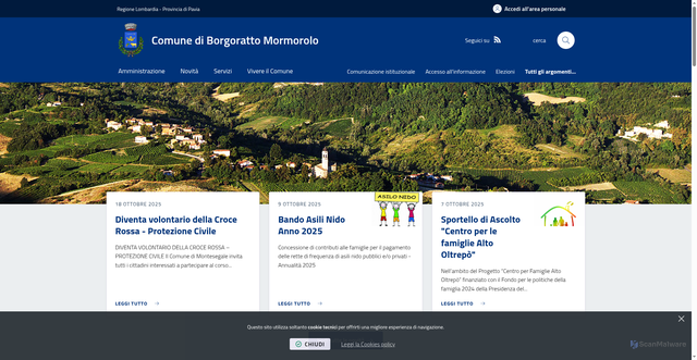 Security scan screenshot of https://www.comune.borgoratto-mormorolo.pv.it/it-it/home