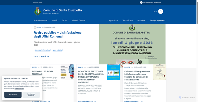 Security scan screenshot of https://www.comunesantaelisabetta.it