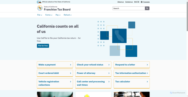 Security scan screenshot of https://www.ftb.ca.gov