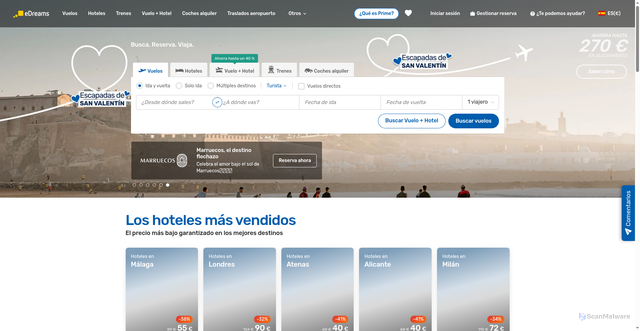 Security scan screenshot of https://edreams.es