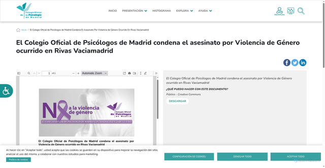 Security scan screenshot of https://historiadelcolegio.copmadrid.org/index.php/es/documento/el-colegio-oficial-de-psic%C3%B3logos-de-madrid-condena-el-asesinato-por-violencia-de-g%C3%A9nero-0