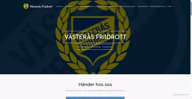 Security scan screenshot of https://vasterasfriidrott.se