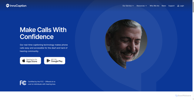 Security scan screenshot of https://innocaption.com