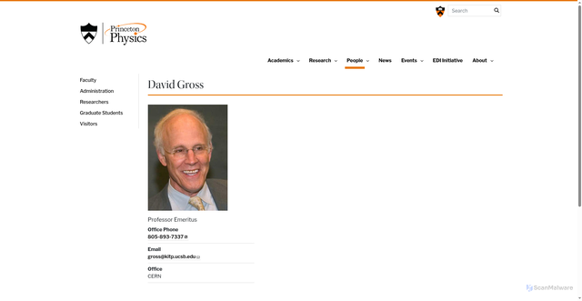 Security scan screenshot of https://phy.princeton.edu/people/david-gross