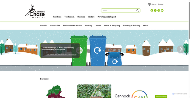 Security scan screenshot of https://www.cannockchasedc.gov.uk/