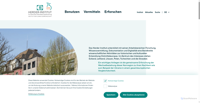 Security scan screenshot of https://www.herder-institut.de/de/start