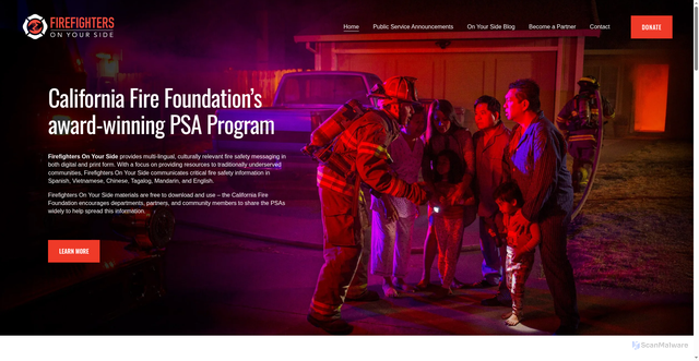 Security scan screenshot of https://www.firefightersonyourside.org/