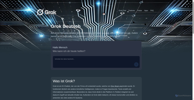 Security scan screenshot of https://grok.de/