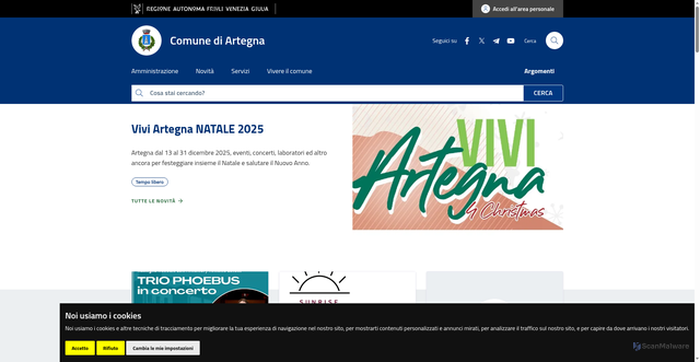 Security scan screenshot of https://www.comune.artegna.ud.it/