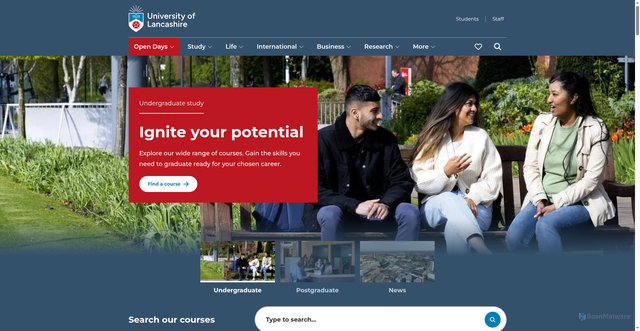 Security scan screenshot of https://www.lancashire.ac.uk/