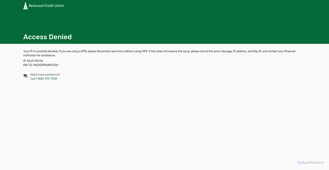 Security scan screenshot of https://digital.redwoodcu.org