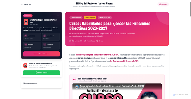 Security scan screenshot of https://blogdesantosrivera.pages.dev/entries/curso-habilidades-directivas-2026