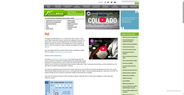 Security scan screenshot of http://www.rmiia.org/catastrophes_and_statistics/Hail.asp
