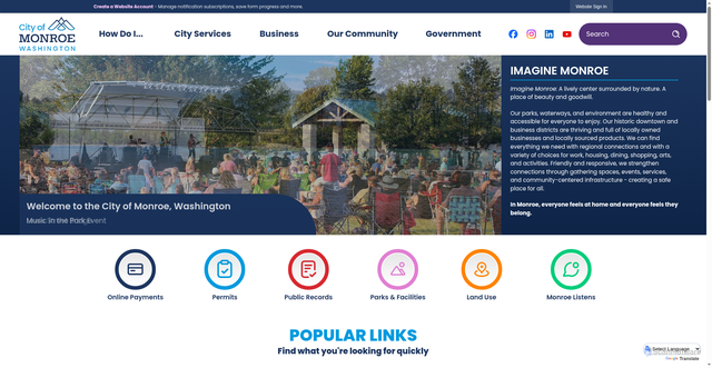 Security scan screenshot of https://monroewa.gov/