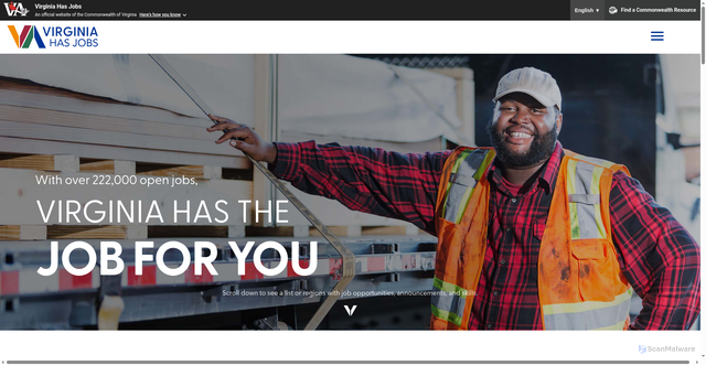 Security scan screenshot of https://virginiahasjobs.com/