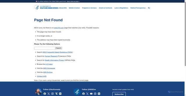 Security scan screenshot of https://www.hhs.gov/idealab/