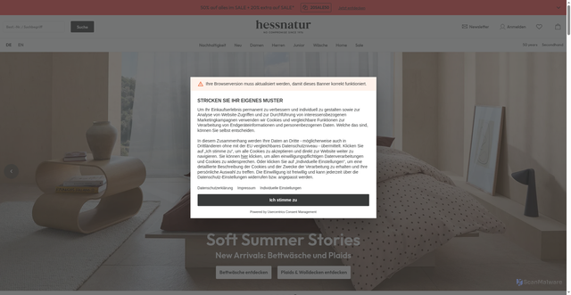 Security scan screenshot of https://hessnatur.com