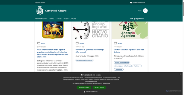Security scan screenshot of https://www.comune.alleghe.bl.it