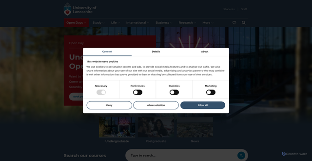 Security scan screenshot of https://www.lancashire.ac.uk/