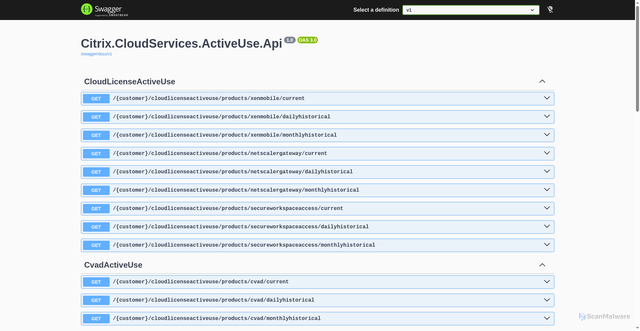 Security scan screenshot of https://activeuse-westeurope-release-a.citrixworkspacesapi.net