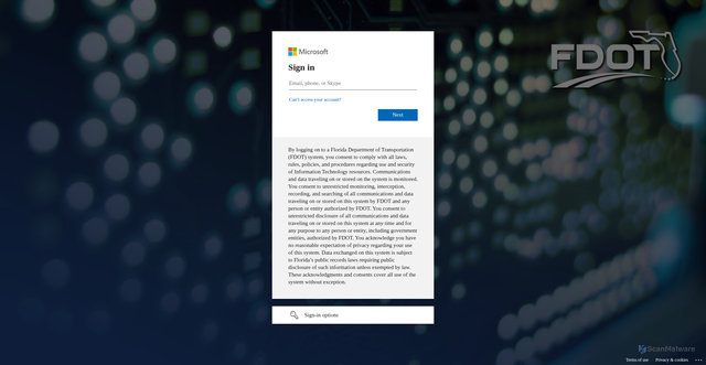Security scan screenshot of https://fldot.sharepoint.com
