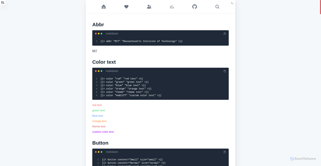 Security scan screenshot of https://hugo-theme-luna.pages.dev/2022/05/02/shortcodes.html/