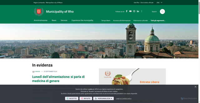 Security scan screenshot of https://www.comune.rho.mi.it/it-it/home