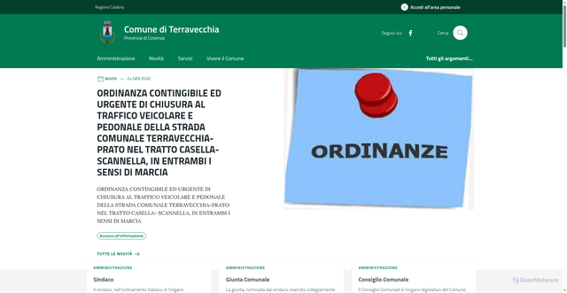 Security scan screenshot of https://comune.terravecchia.cs.it/